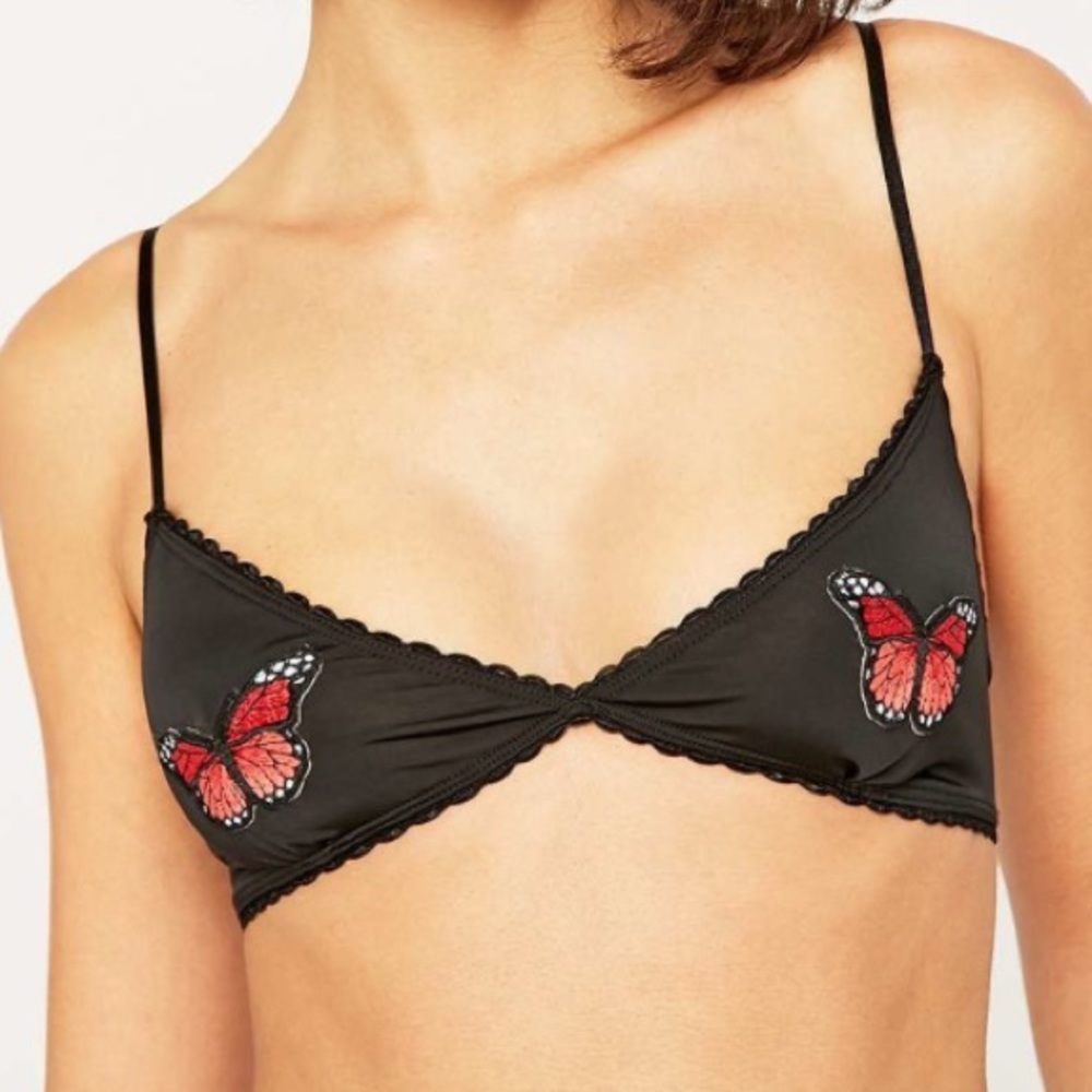 NWT Embroidered Bralette Butterfly